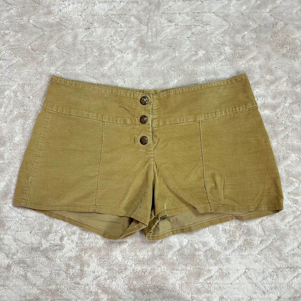 Unbranded Y2K Corduroy Low Rise Button Fly Shorts Mustard Tan Size 4